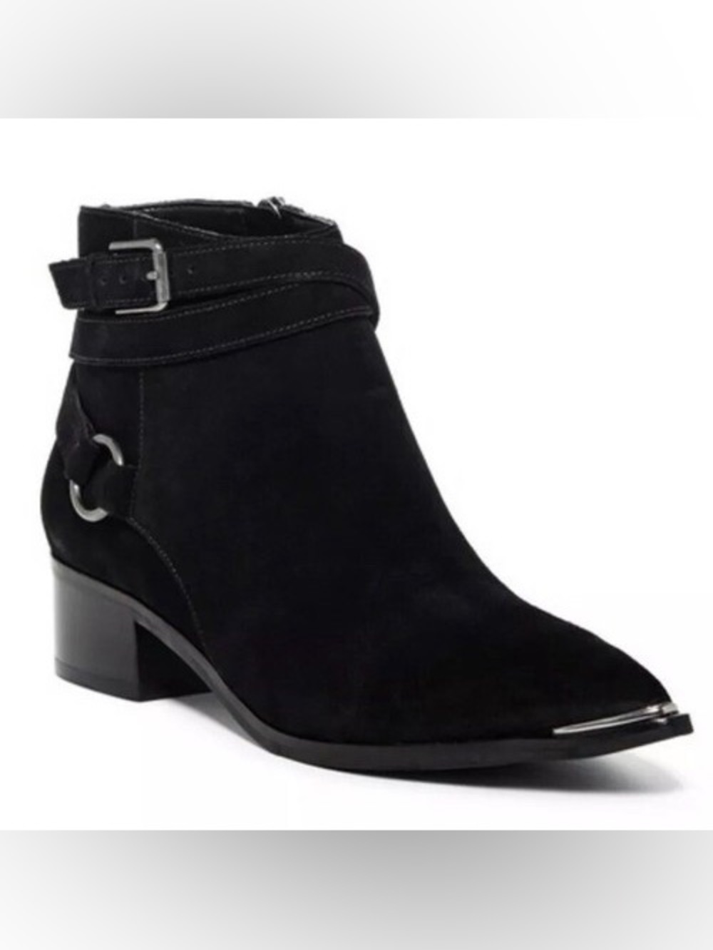 Marc Fisher Yatina Black Bootie Western Chelsea Boot Suede Zipper Buckle Sz 8